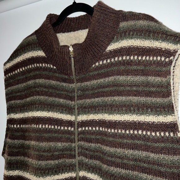 Vintage 90s Cabela's Wool Vest Reversible Sherpa Full Zip Brown Green Size Large - Picture 4 of 7